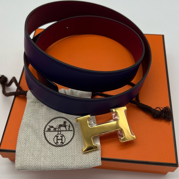 Hermes Accessories - Authentic NEW Hermes H gold buckle reversible 32mm belt